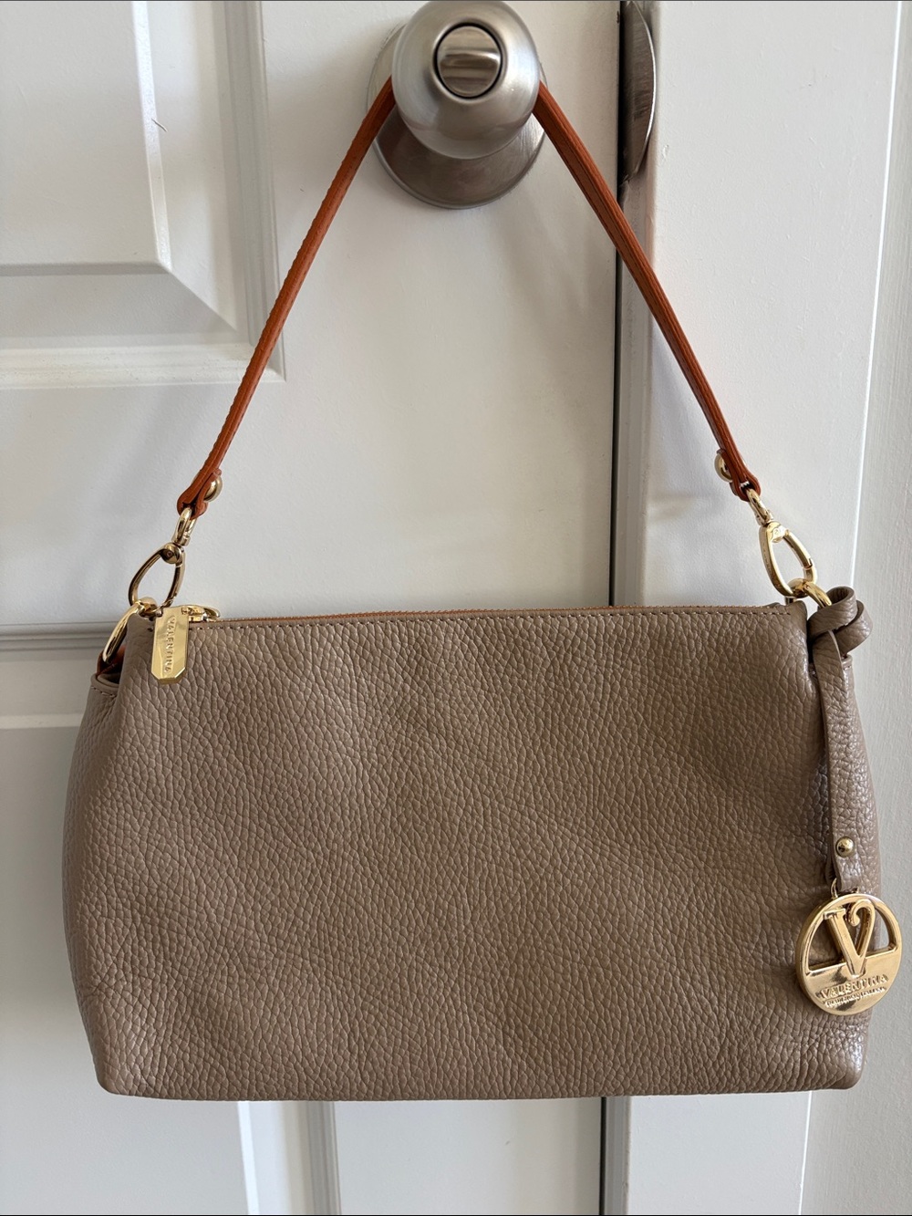 VALENTINA pebbled leather Italian hand bag